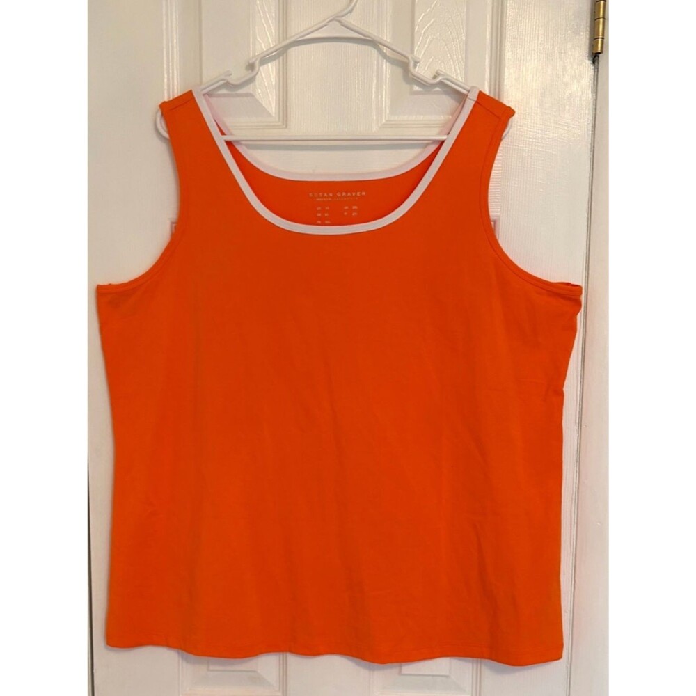 Susan Graver Sleeveless Orange Tank Top - Size 1X